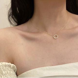 Ring Pendant Alloy Necklace Gold - One Size