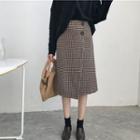 Wrapped Houndstooh Pencil Skirt