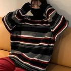 Color-block Striped Turtle-neck Long-sleeve Sweater