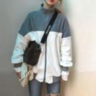 Color-block Zipped Jacket Gray - One Size