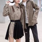 Couple Plaid Shirt / Set:long Shirt + Skirt