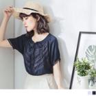 Lace-up Short Sleeve Lace Top
