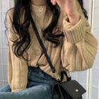 Round-neck Cable-knitted Cardigan