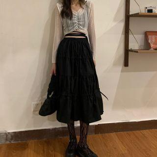 Lace Blouse / Strappy Camisole / Midi A-line Skirt
