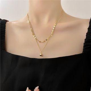 Bead Pendant Layered Alloy Necklace Necklace - Gold - One Size