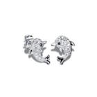 Fashion Cute Dolphin Stud Earrings With Cubic Zircon Silver - One Size