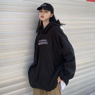 Bear Ear Lettering Embroidered Hoodie