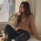 Two-tone Cable-knit Paneled Sweater