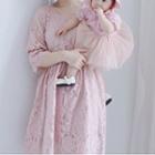 Family Matching Elbow-sleeve Lace Dress