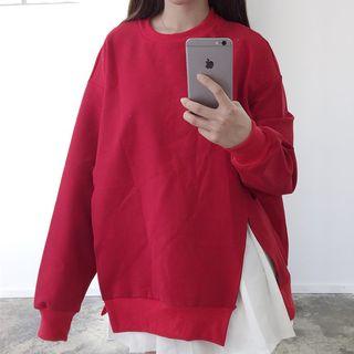 Slit Sweatshirt / Pleated Skirt