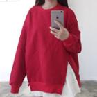 Slit Sweatshirt / Pleated Skirt