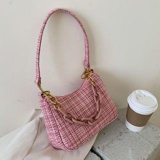 Woven Zip Shoulder Bag
