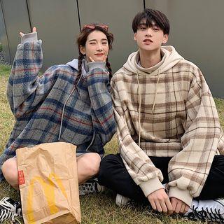 Couple Matching Plaid Loose-fit Hoodie