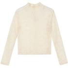 Long-sleeve Mock-turtleneck Lace Top / Plain Cropped Camisole Top