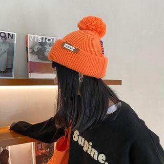 Pompom Applique Beanie