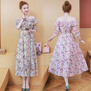 Floral Print Off-shoulder Midi Dress