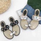 Embellished Loop-toe Slide Sandals