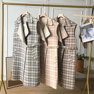 Plaid Asymmetrical Vest