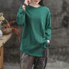 Long-sleeve Asymmetric Hem Top