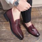 Contrast Trim Tasseled Faux-leather Loafers