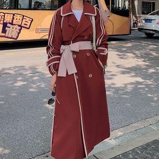 Trim Notch Lapel Double-breasted Trench Jacket