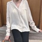 Plain Notch Lapel Long Sleeve Top