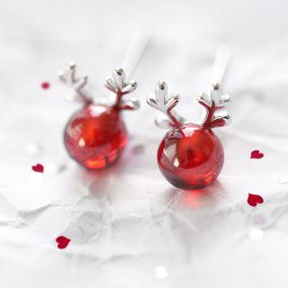 925 Sterling Silver Gemstone Reindeer Stud Earring 1 Pair - As Shown In Figure - One Size