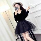 Long-sleeve A-line Tulle Dress