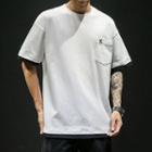 Mock Two-piece Elbow-sleeve Pocket T-shirt