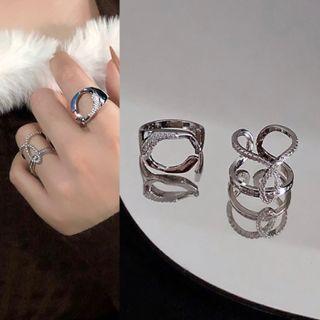 Cz Crisscross Ring / Hollow Ring / Set