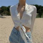 Satin Tie Front Shirt