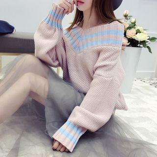 Striped Off Shoulder Sweater
