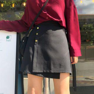 Asymmetrical Single-breasted A-line Skirt