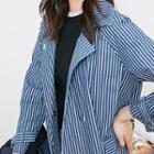 Striped Snap-button Trench Coat