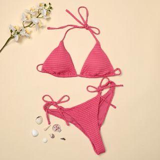 Shirred Lace-up Bikini