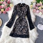 Lace Cut Out Dress Black - One Size