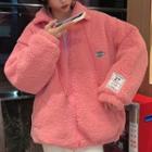 Logo Hooded Zip-up Fleece Jacket