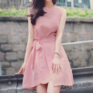 Side Tie Sleeveless A-line Dress