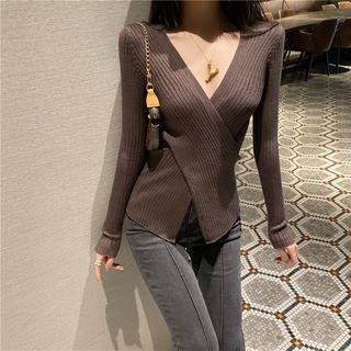 Long-sleeve Crisscross Knit Top