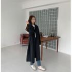 Hidden-button Buckled Long Trench Coat