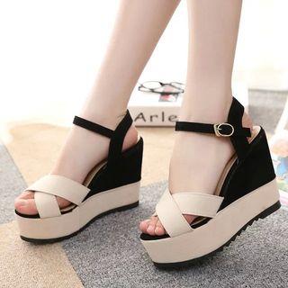 Cross Strap Ankle Strap Wedge Sandals