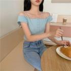 Short-sleeve Button-up Knit Pants