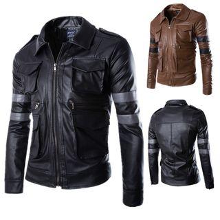 Panel Faux-leather Jacket
