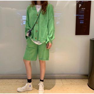 Irregular Loose-fit Cardigan / Knit Shorts