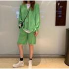 Irregular Loose-fit Cardigan / Knit Shorts