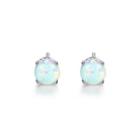 Sterling Silver Simple Fashion Geometric Round White Imitation Opal Stud Earrings Silver - One Size