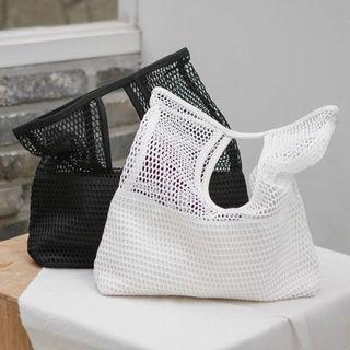 Mesh-overlay Shopper Bag