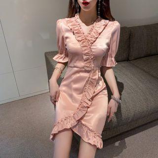 Petal-sleeve Sheath A-line Dress