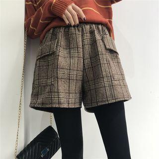Elastic-waist Gingham Shorts