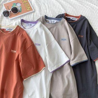 Contrast-trim Printed Oversize Tee